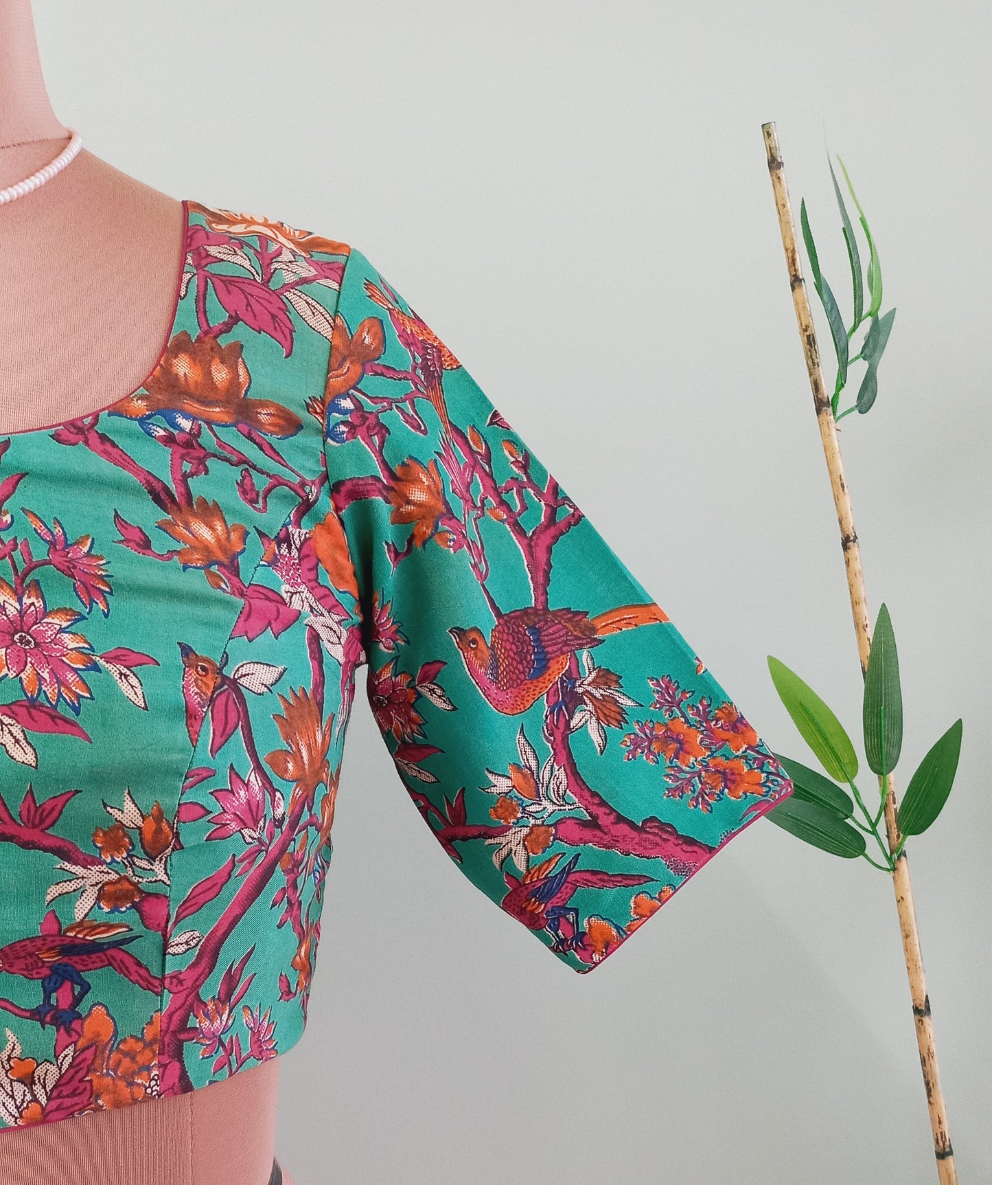 Green Kalamkari Silk Blouse