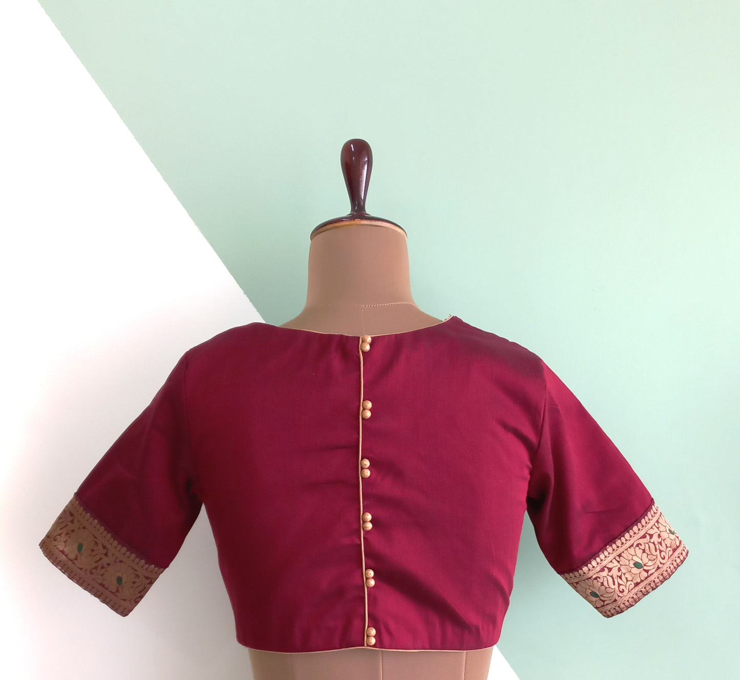 Maroon Cotton Silk blouse with Border