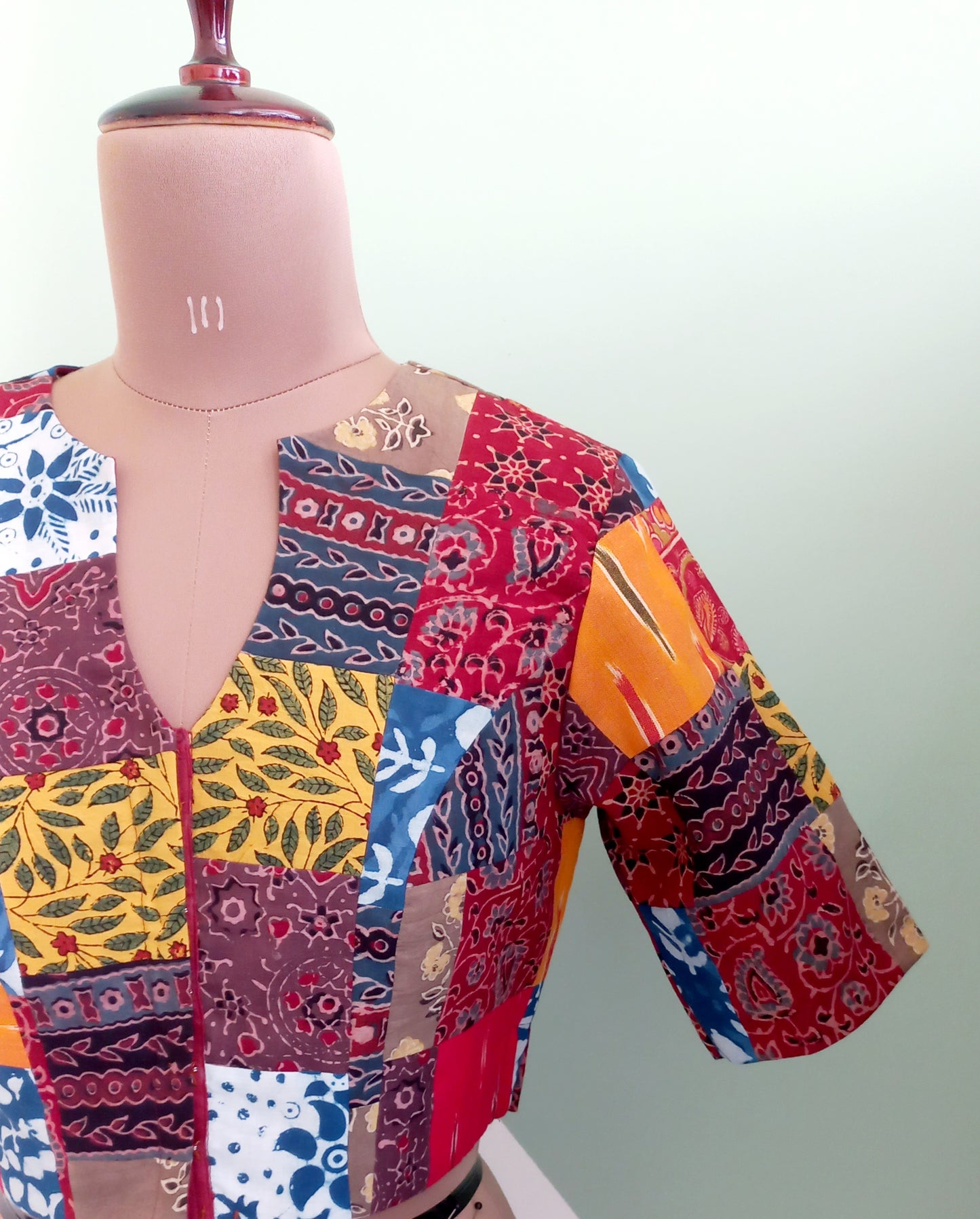 Colorful patch work blouse-Alankrutha