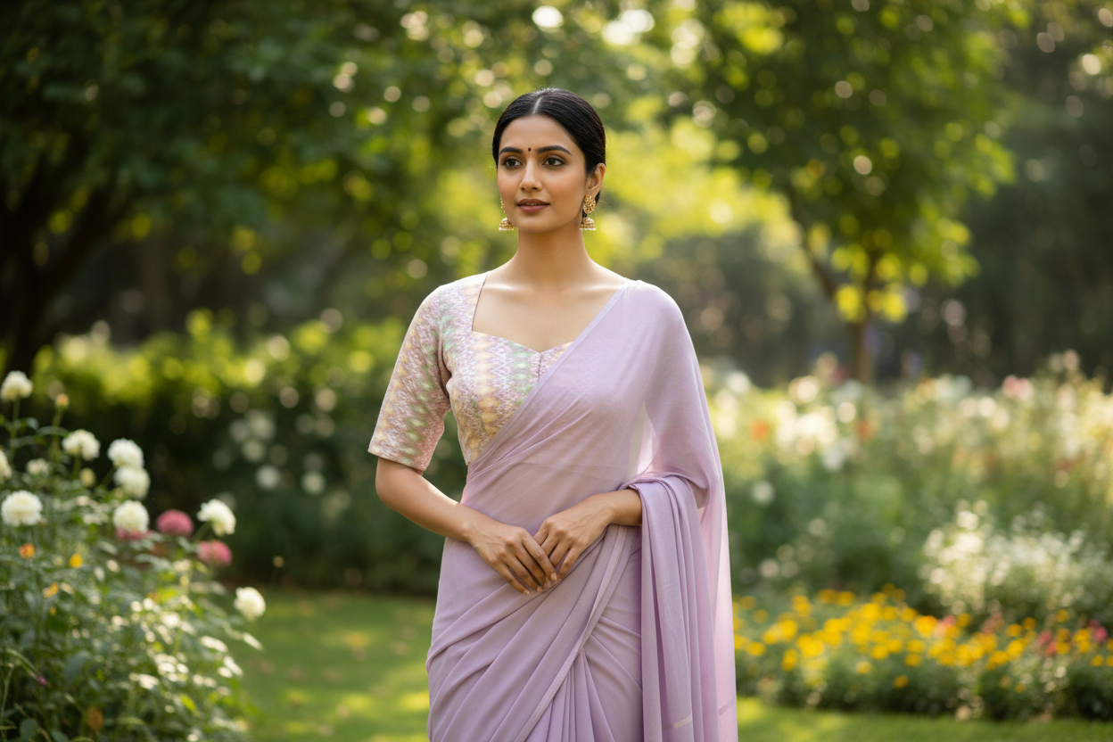 Lavendar Pochampally Rawsilk Blouse