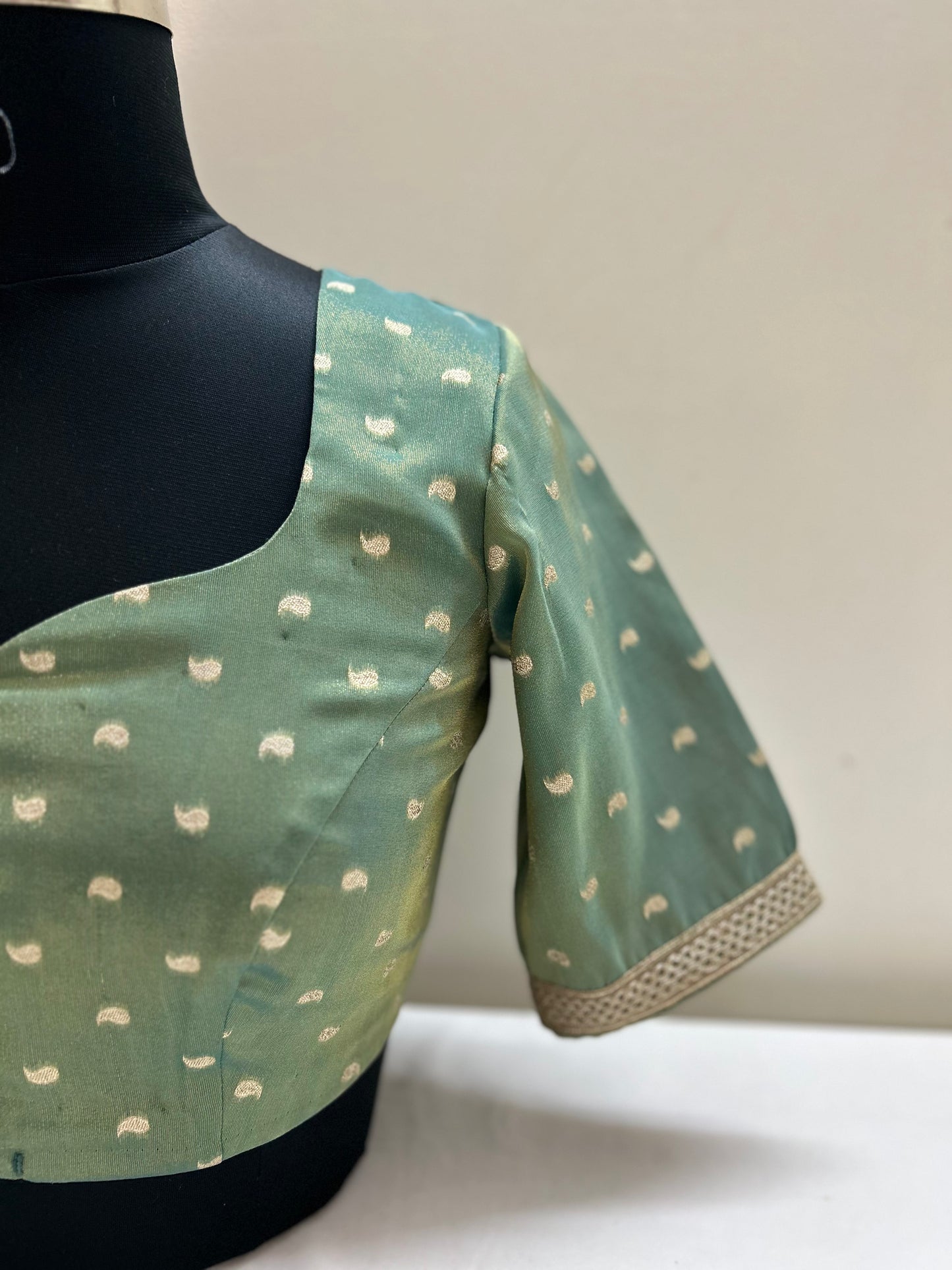 Pista green silk blouse