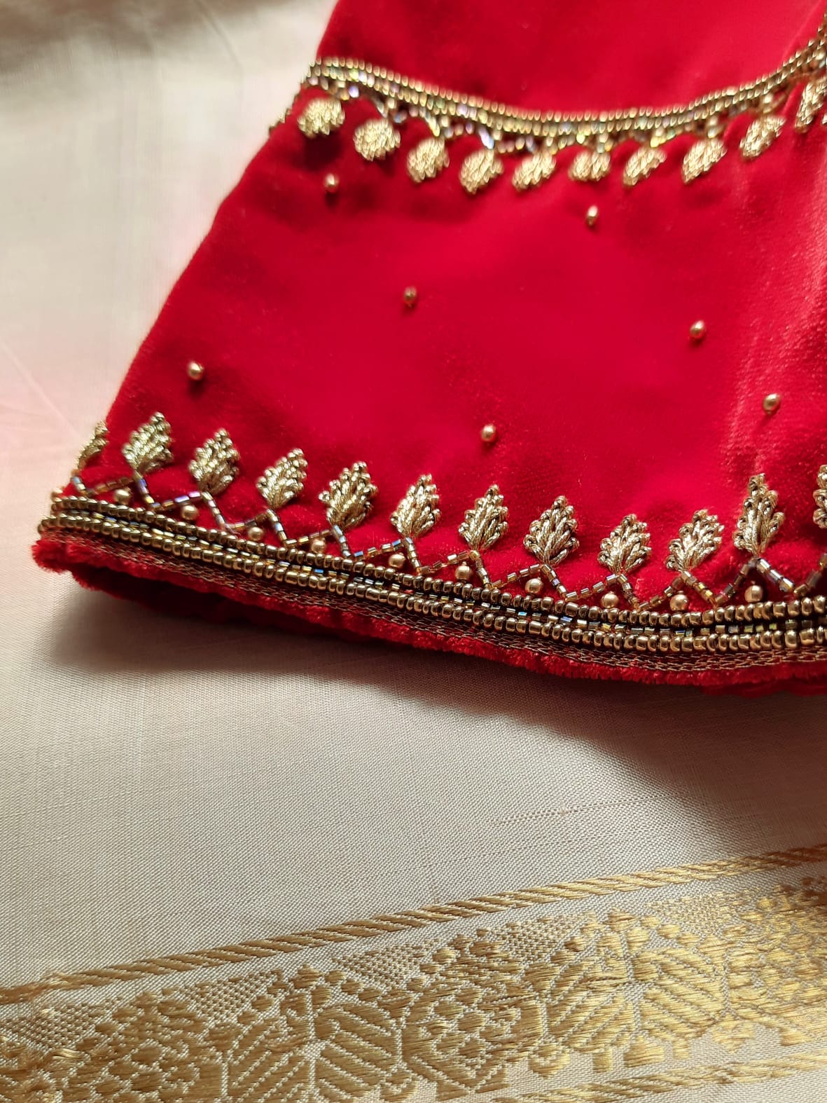 Red Velvet Readymade blouse-Alankrutha