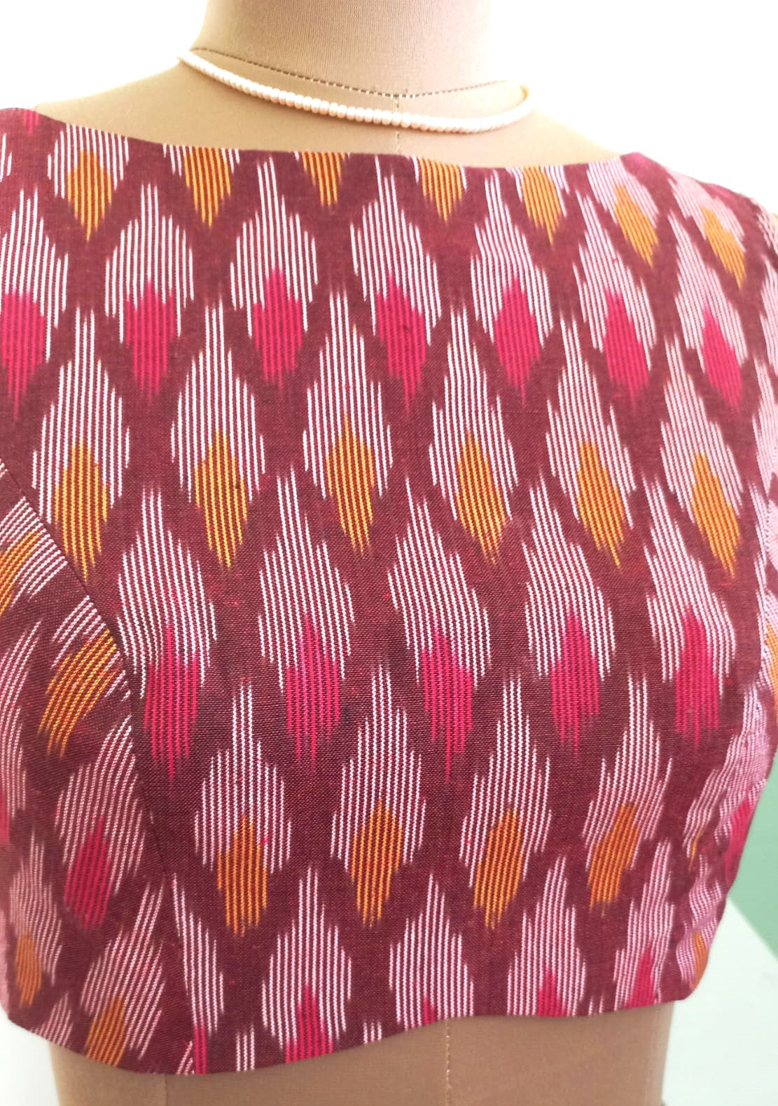 Brown Ikkat Cotton Blouse