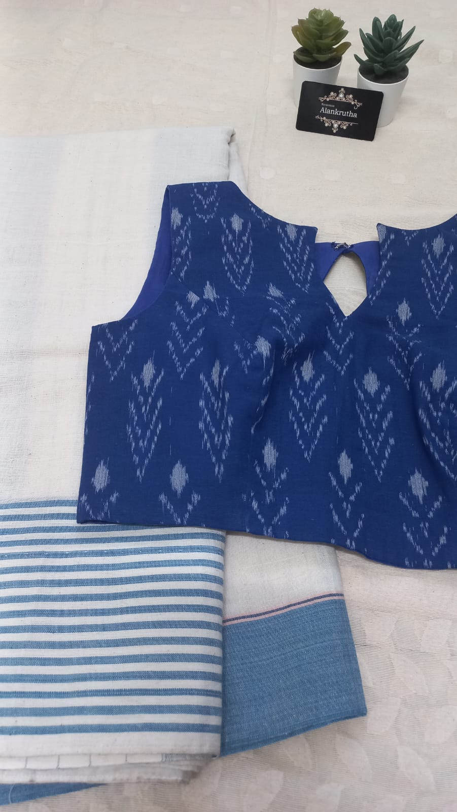 Paisley Blue Ikkat Cotton Blouse