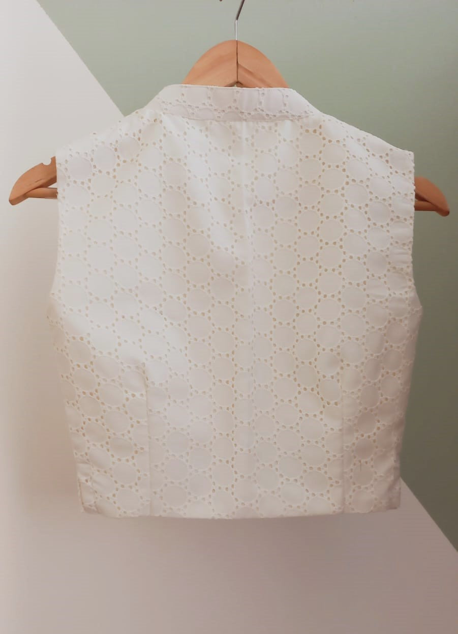 Sleeveless Collar Hakoba Blouse