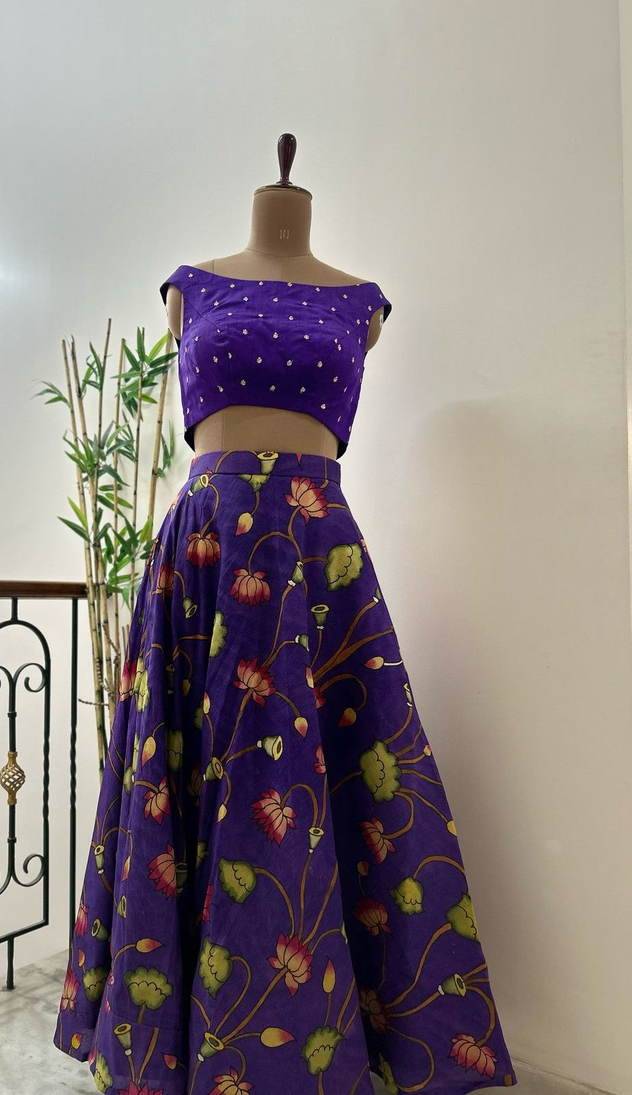 Purple Pen Kalamkari Lehenga - Made on Pre Order