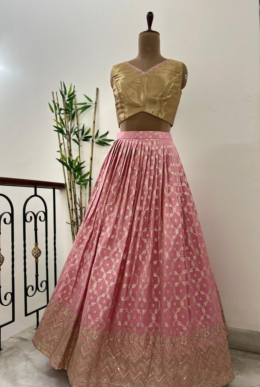 Pink Banaras Lehenga - Made on Pre Order