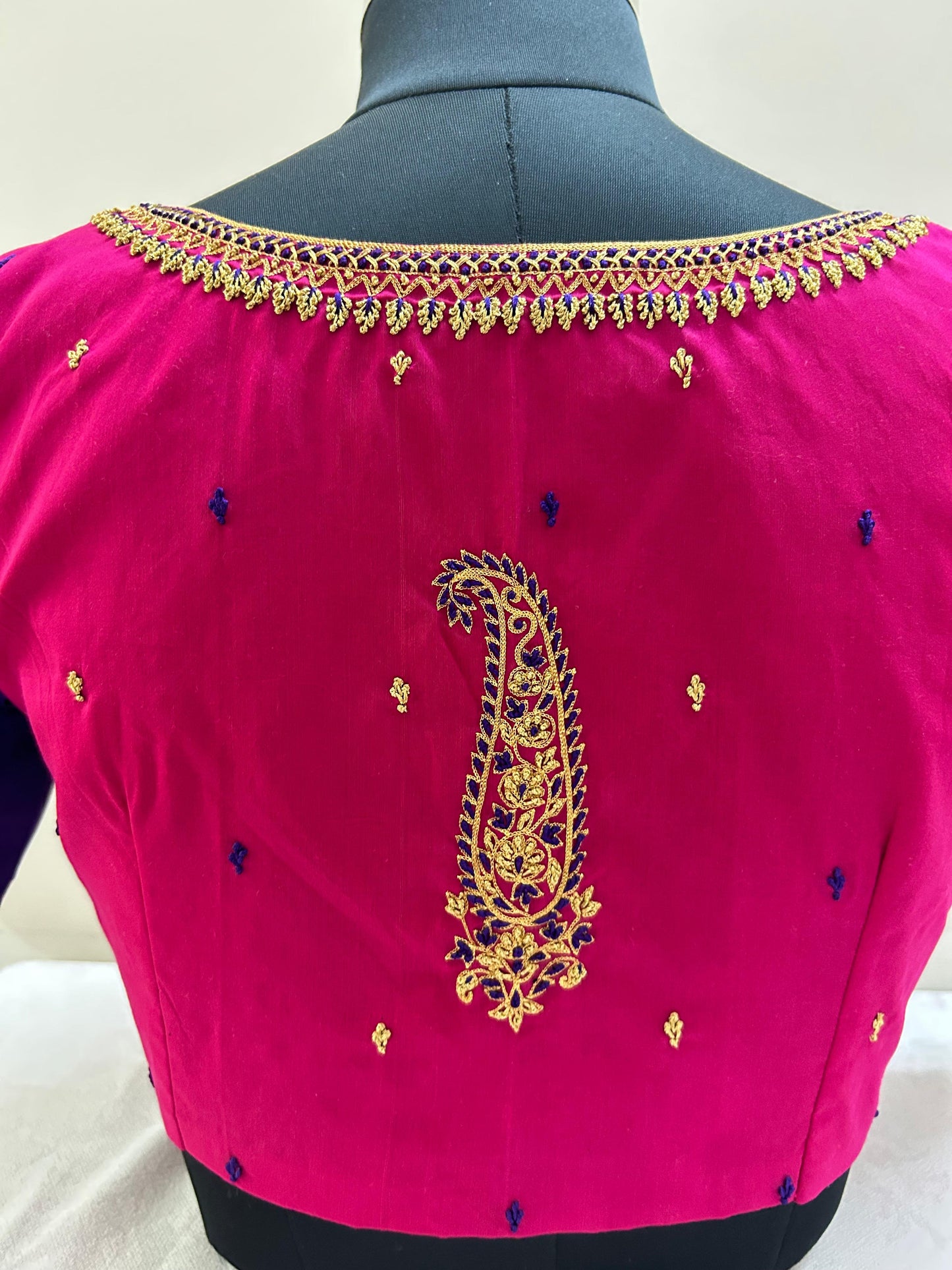 Dual color silk hand embroidered blouse - Made on Pre Order