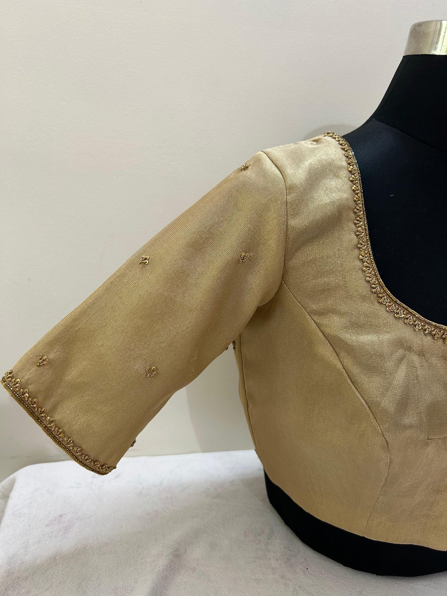 Gold tissue Hand embroidered blouse - Made on Pre Order