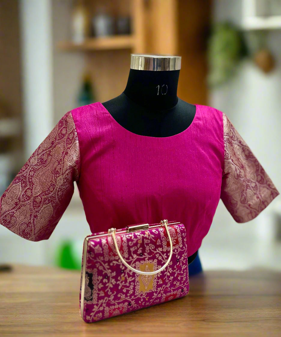Pink Brocade clutch - Alankrutha