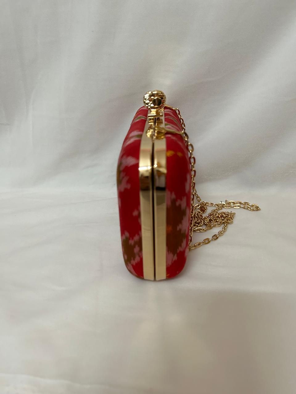 Red Pure silk Patan Patola Clutch