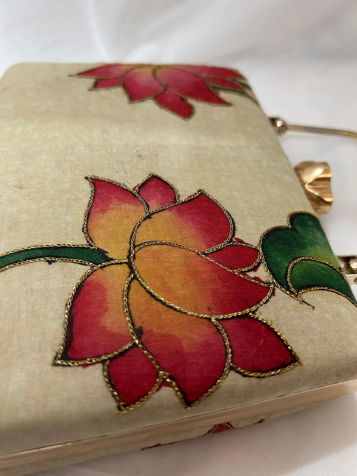 Hand embroidered Pen Pichwai Clutch