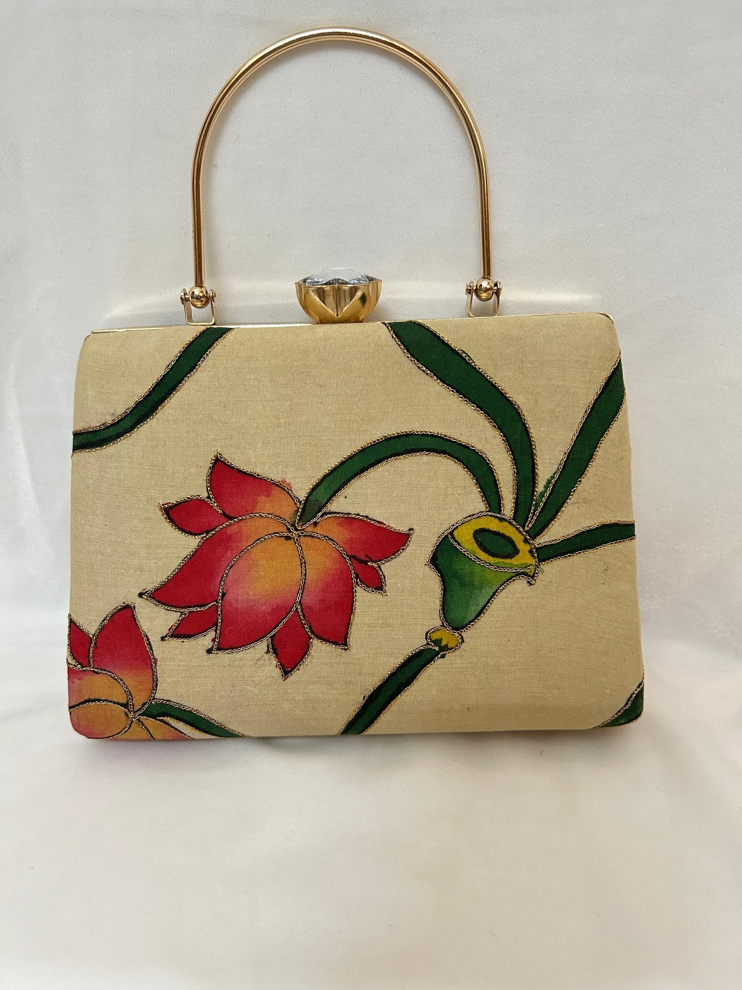 Hand embroidered Pen Pichwai Clutch