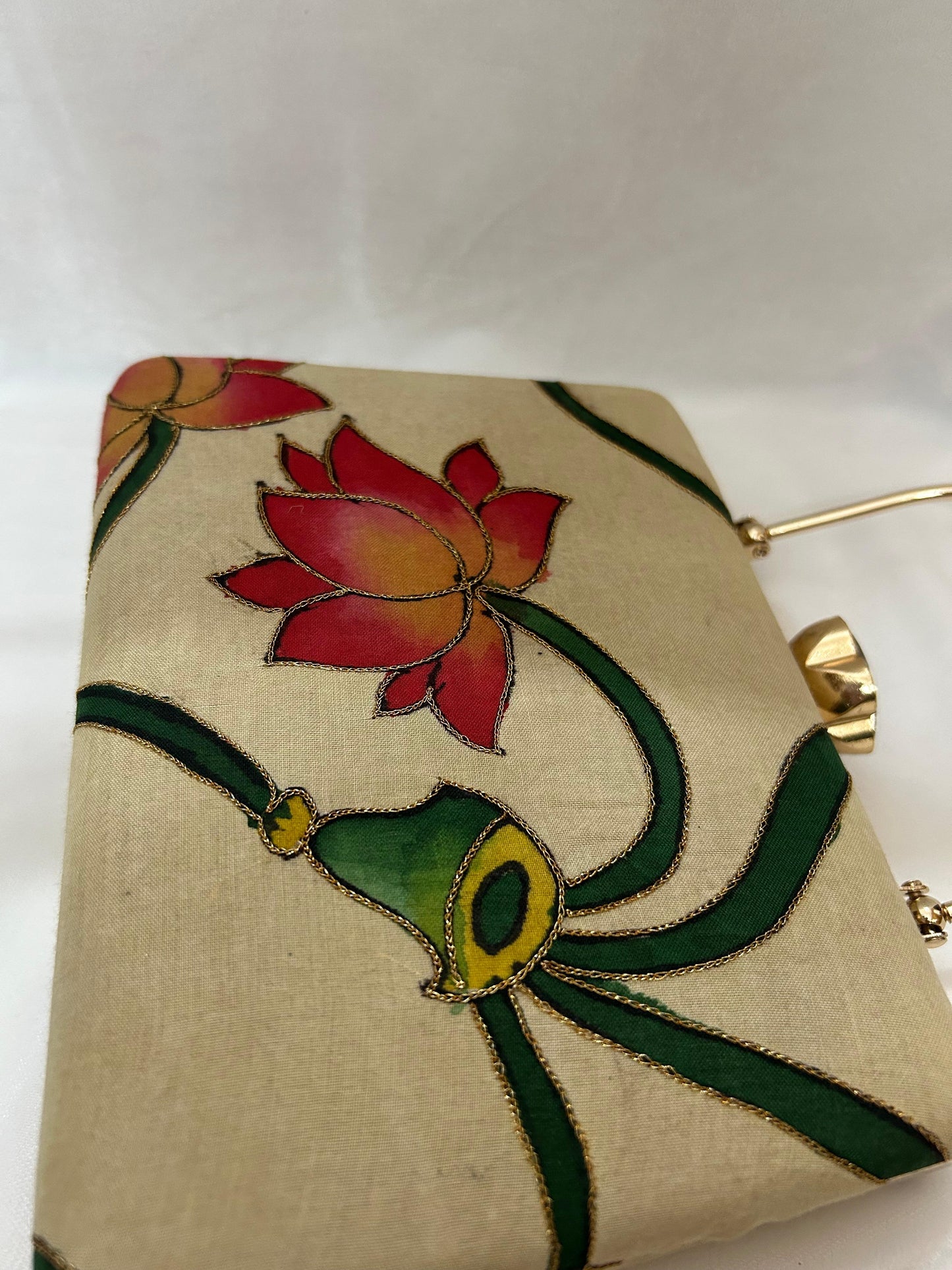 Hand embroidered Pen Pichwai Clutch