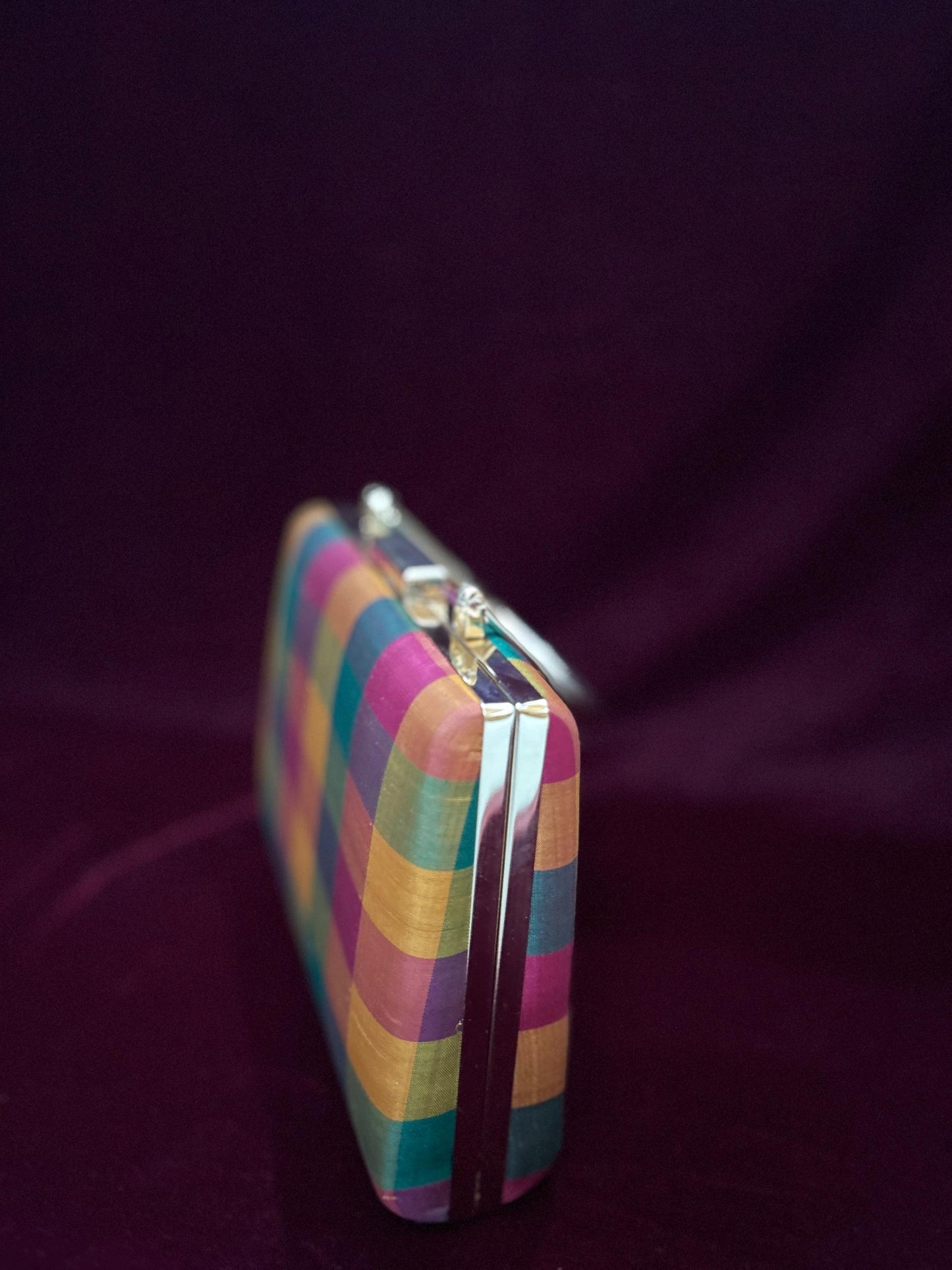Palam silk Checks Clutch (Different Shape)