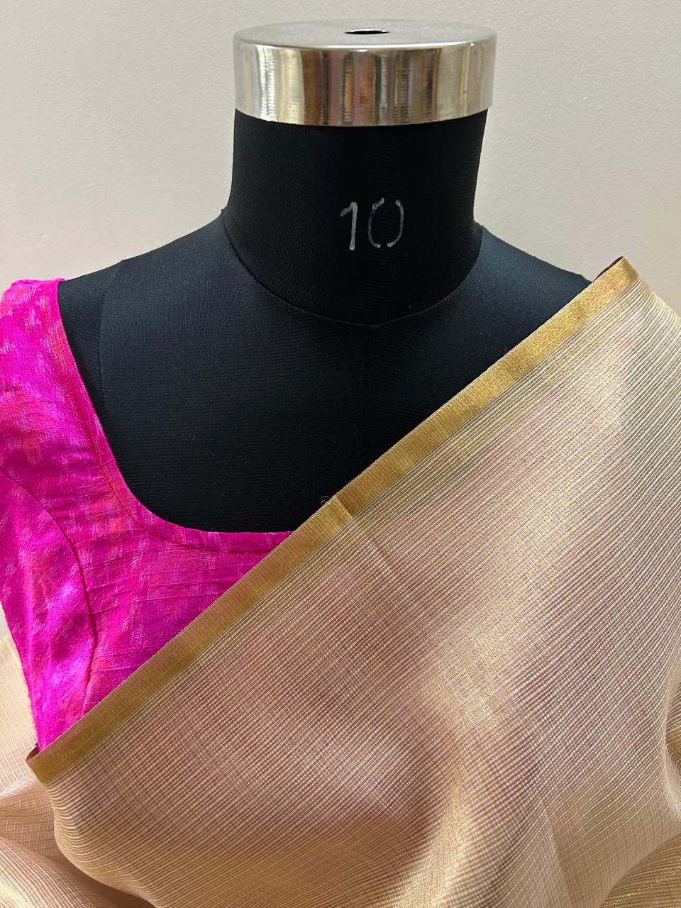 Pink Pochampally raw silk blouse- Alankrutha