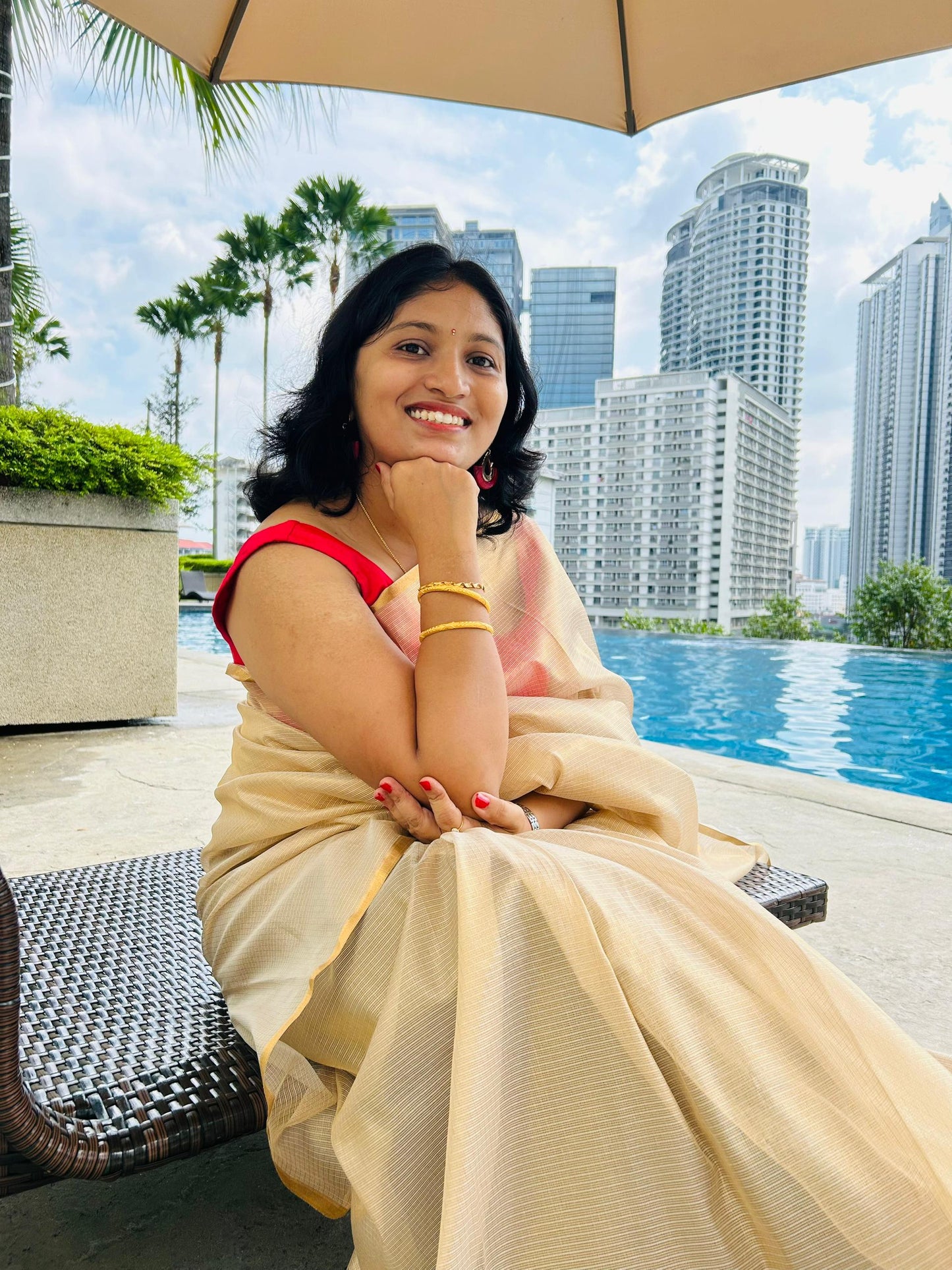 Pink Sleeveless Raw Silk Blouse