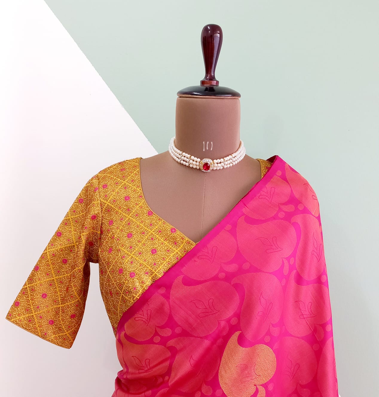 yellow brocade blouse-Alankrutha