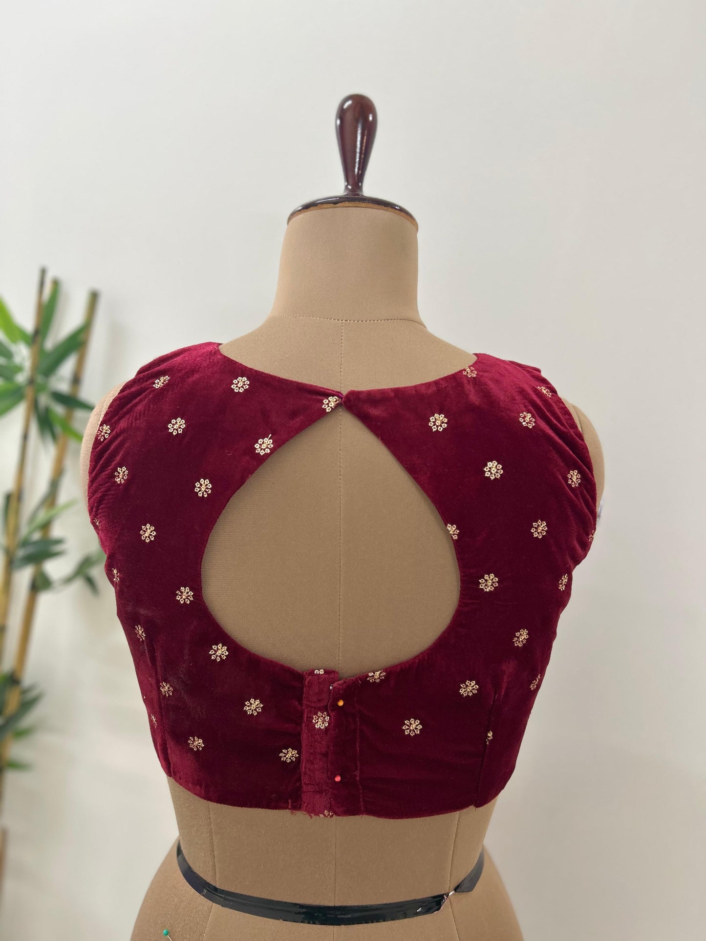 Maroon Red Velvet Blouse/ Crop Top