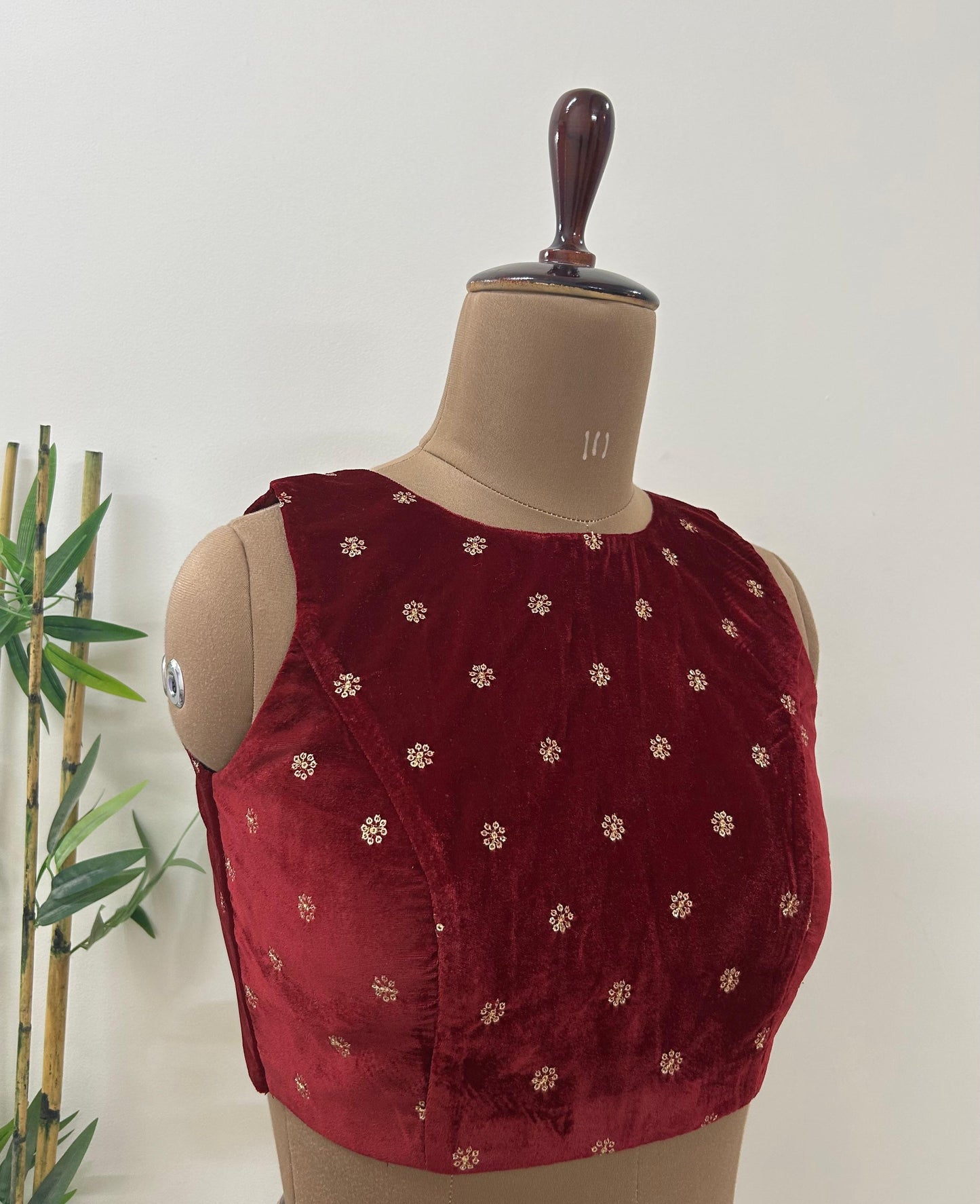 Maroon Red Velvet Blouse/ Crop Top