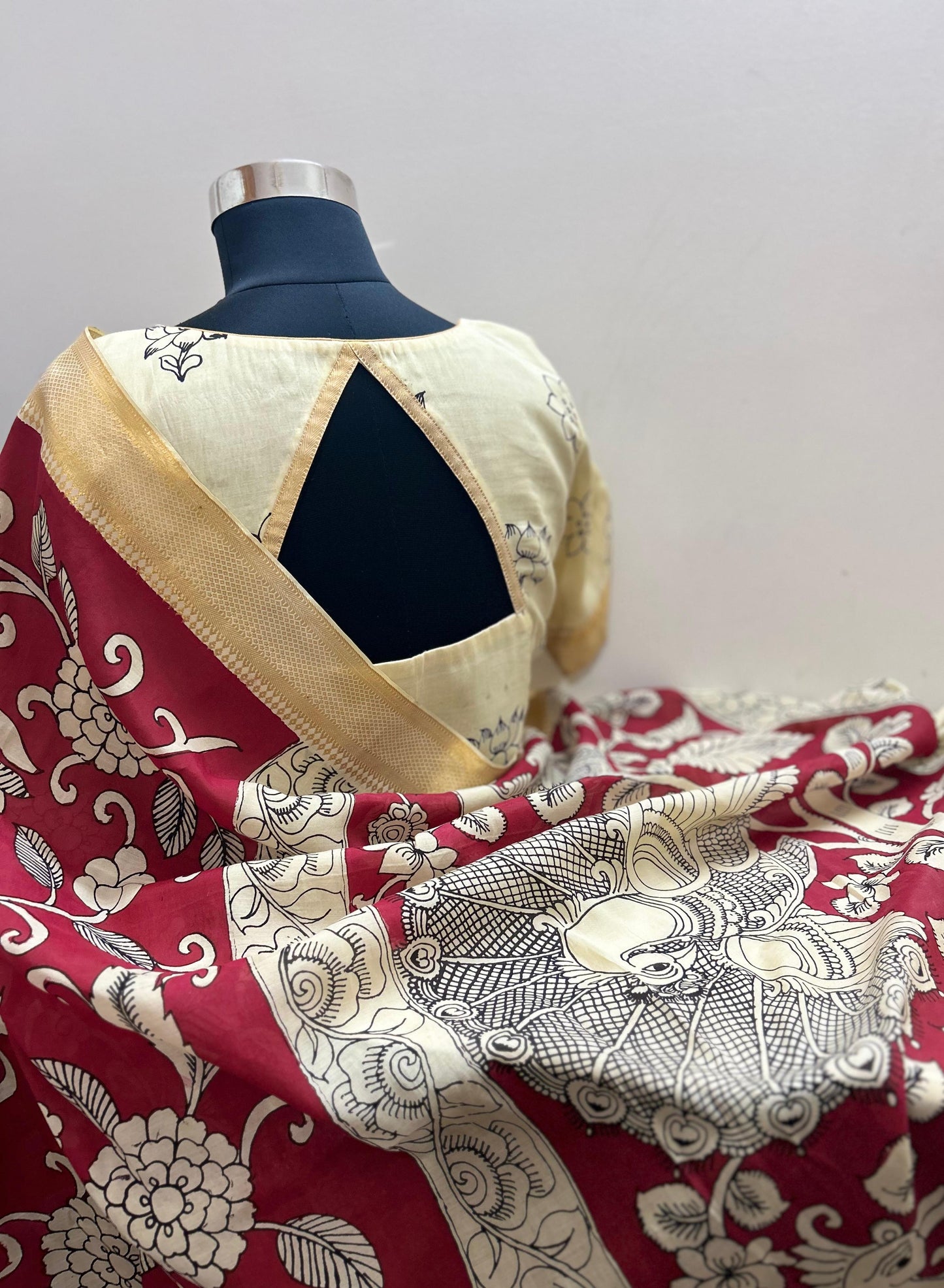 Red PenKalamkari Saree- Alankrutha
