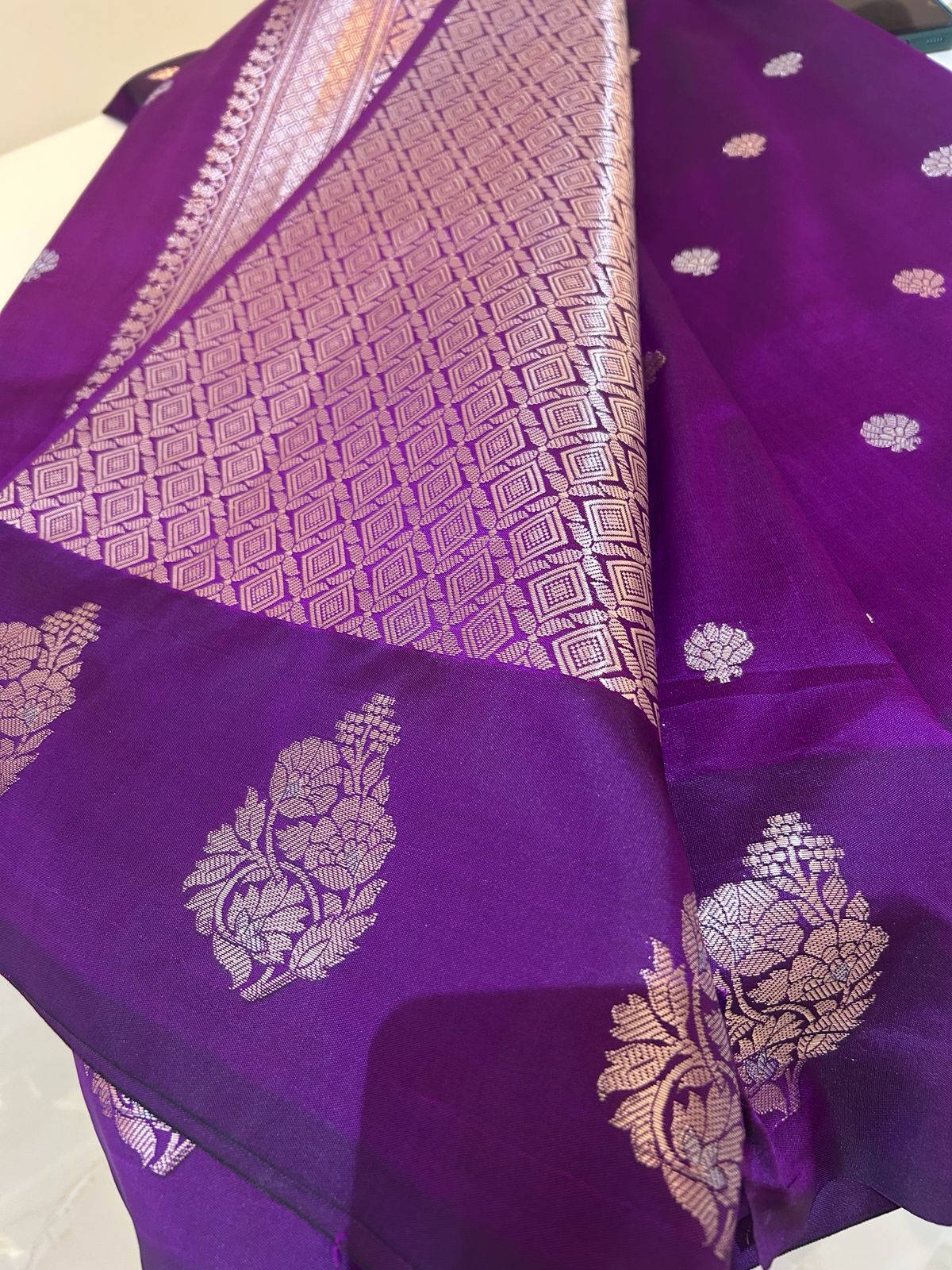 Semi Raw Mango Banaras saree with blouse fabric