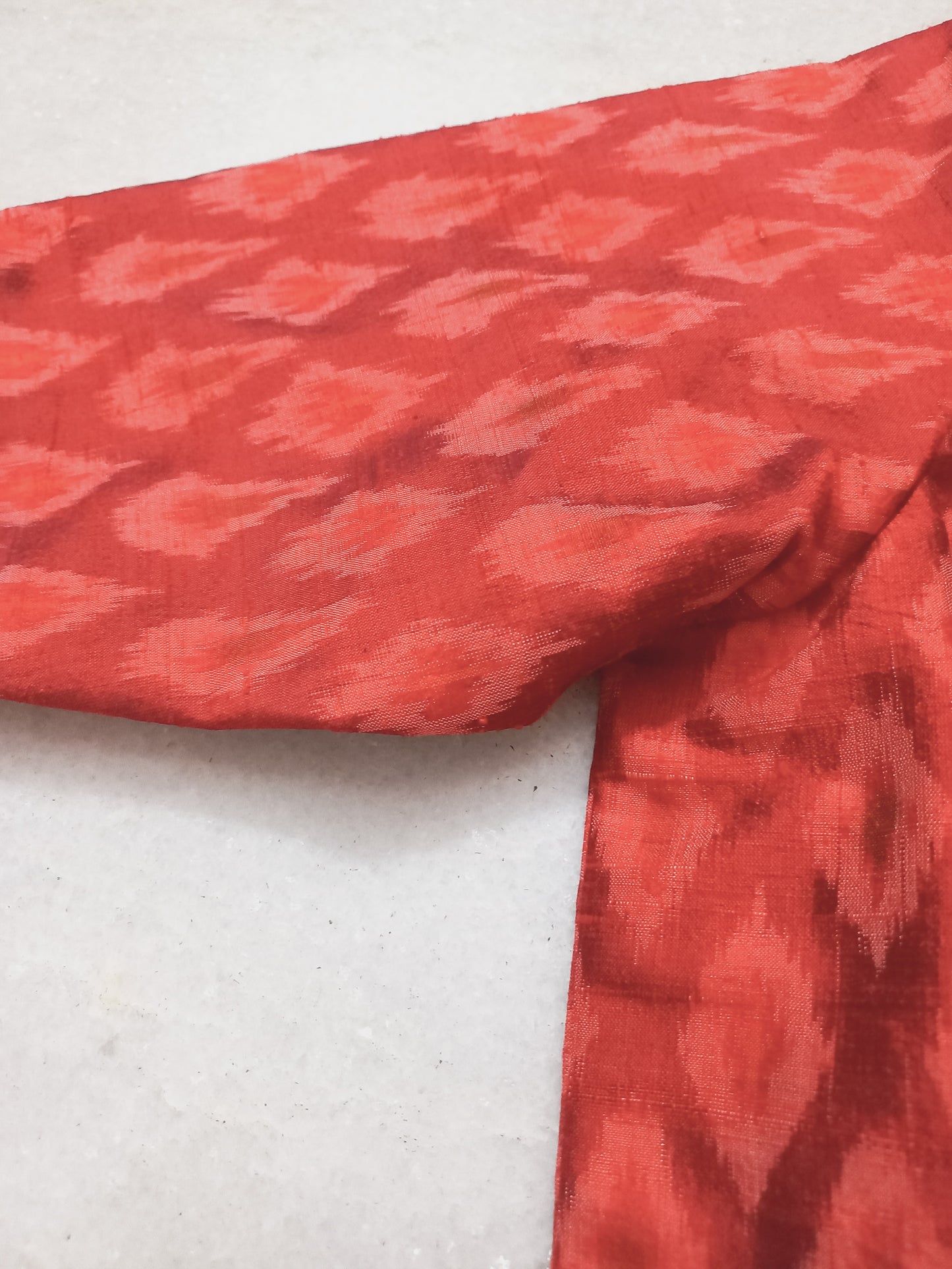 Red Pochampally Silk Blouse-Alankrutha