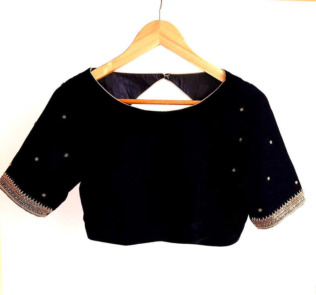 Hand Embroidered Black Velvet Blouse – NamanaaAlankrutha