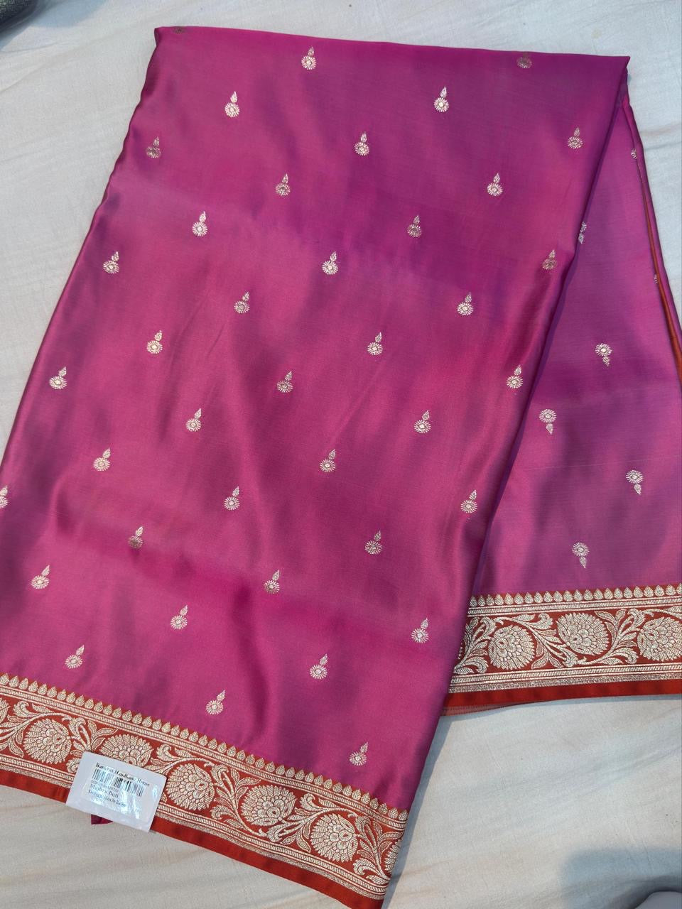 Designer Mashru silk saree with contrast border and blouse fabric