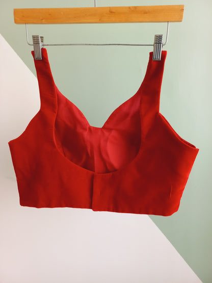 Red Readymade Velvet Blouse- Alankrutha