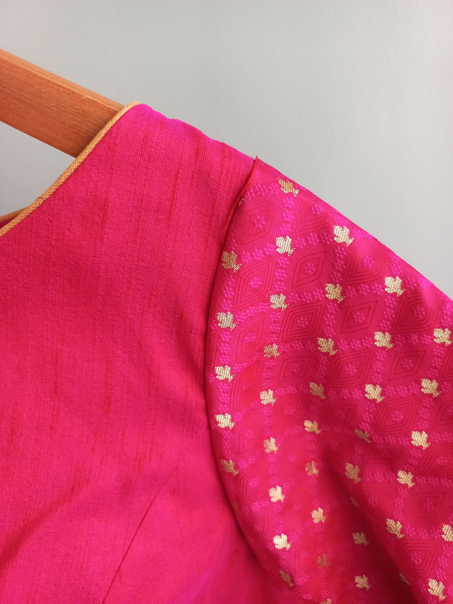 Pink Raw silk Brocade Blouse- Alankrutha