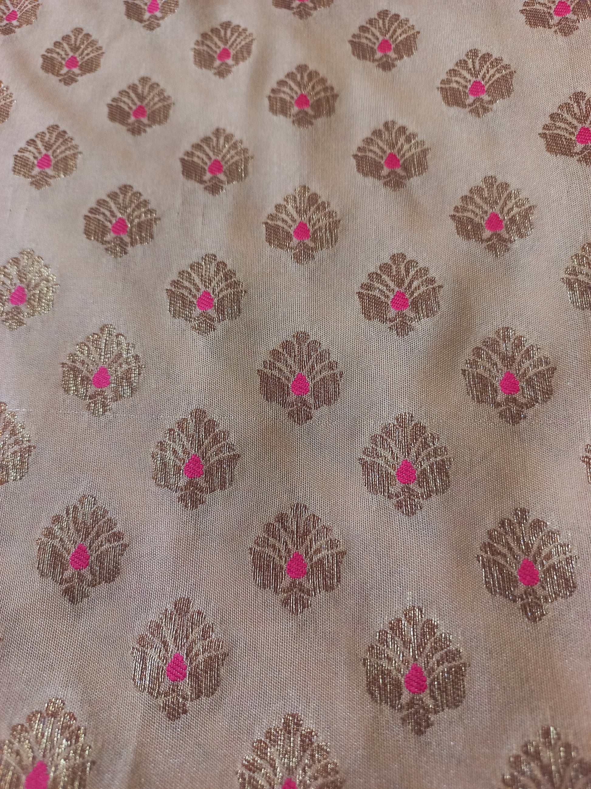 Cream Brocade fabric-Alankrutha