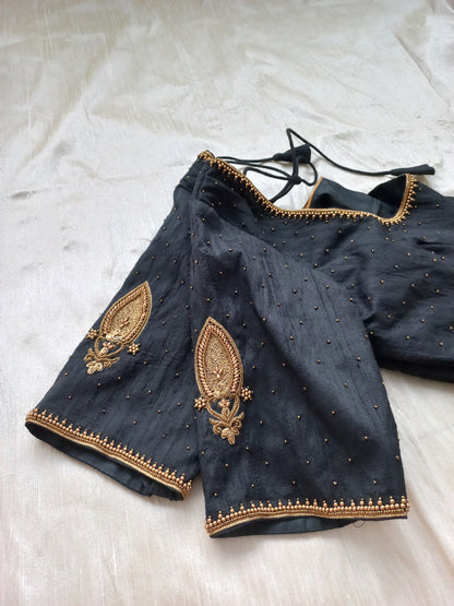 Black Hand Embroidered Blouse-ALankrutha