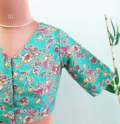 Green Kalamkari blouse-Alankrutha