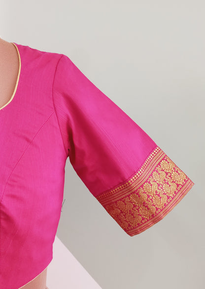 Pink Cotton Silk blouse with Kanchi Border