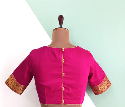 Pink Cotton Silk blouse with Kanchi Border