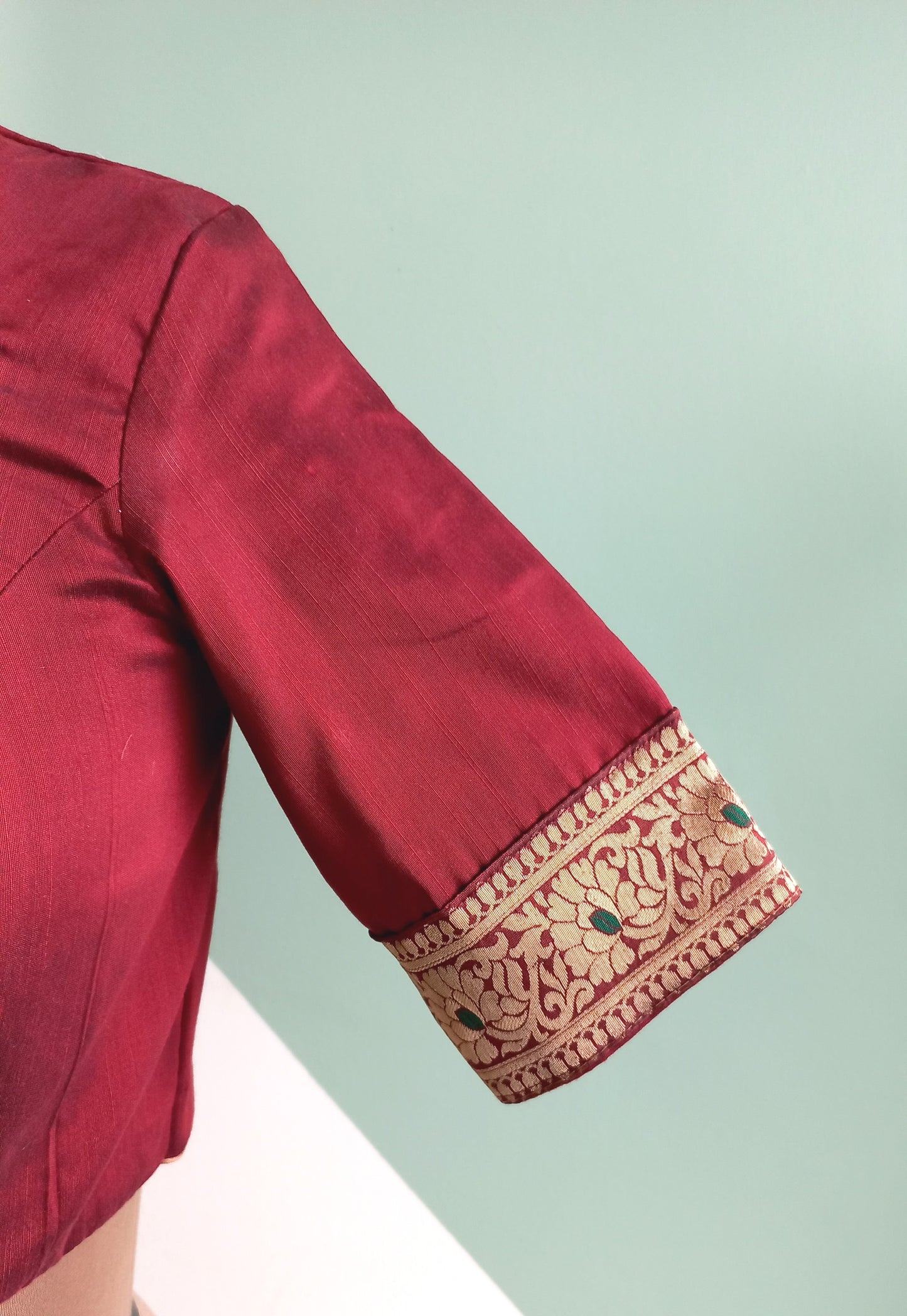 Maroon Cotton Silk blouse with  Border