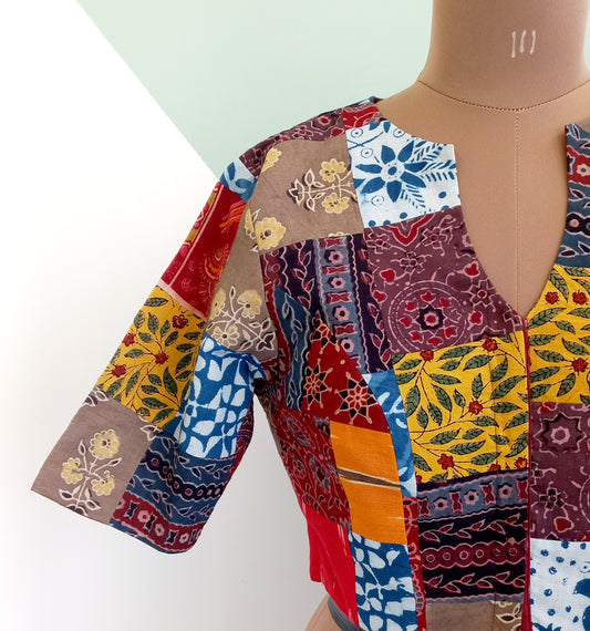 Ready to wear Patchwork Blouse- Alankrutha