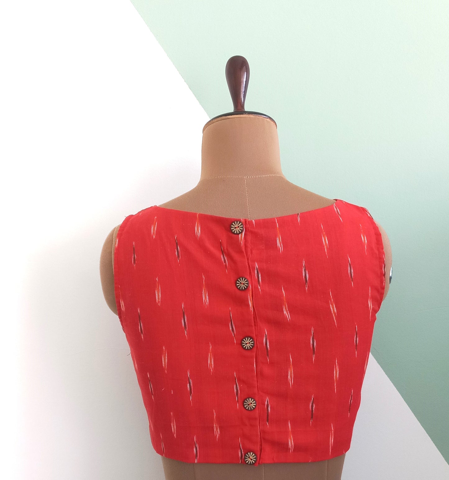 Red Ikkat Cotton Blouse