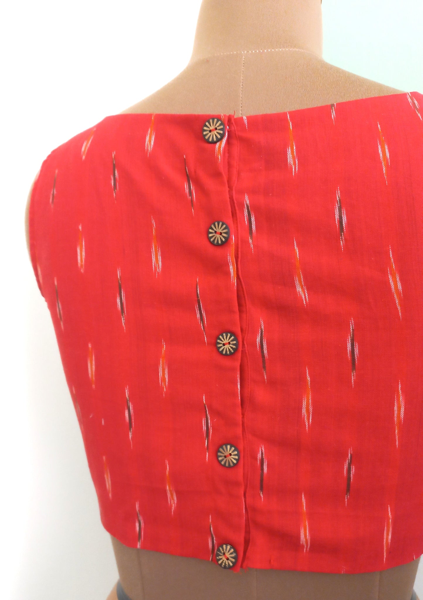 Red Ikkat Cotton Blouse