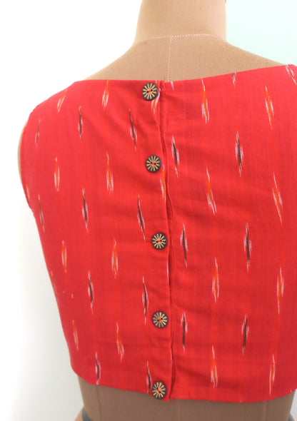 Red Ikkat Cotton Blouse