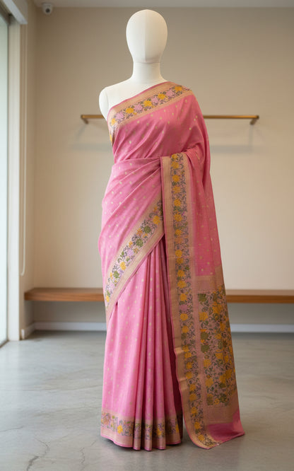 Semi Tussar with paithani border