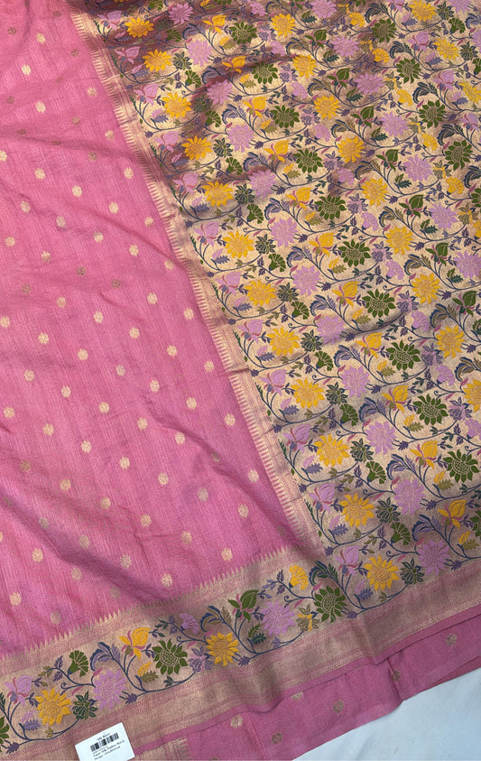 Semi Tussar with paithani border