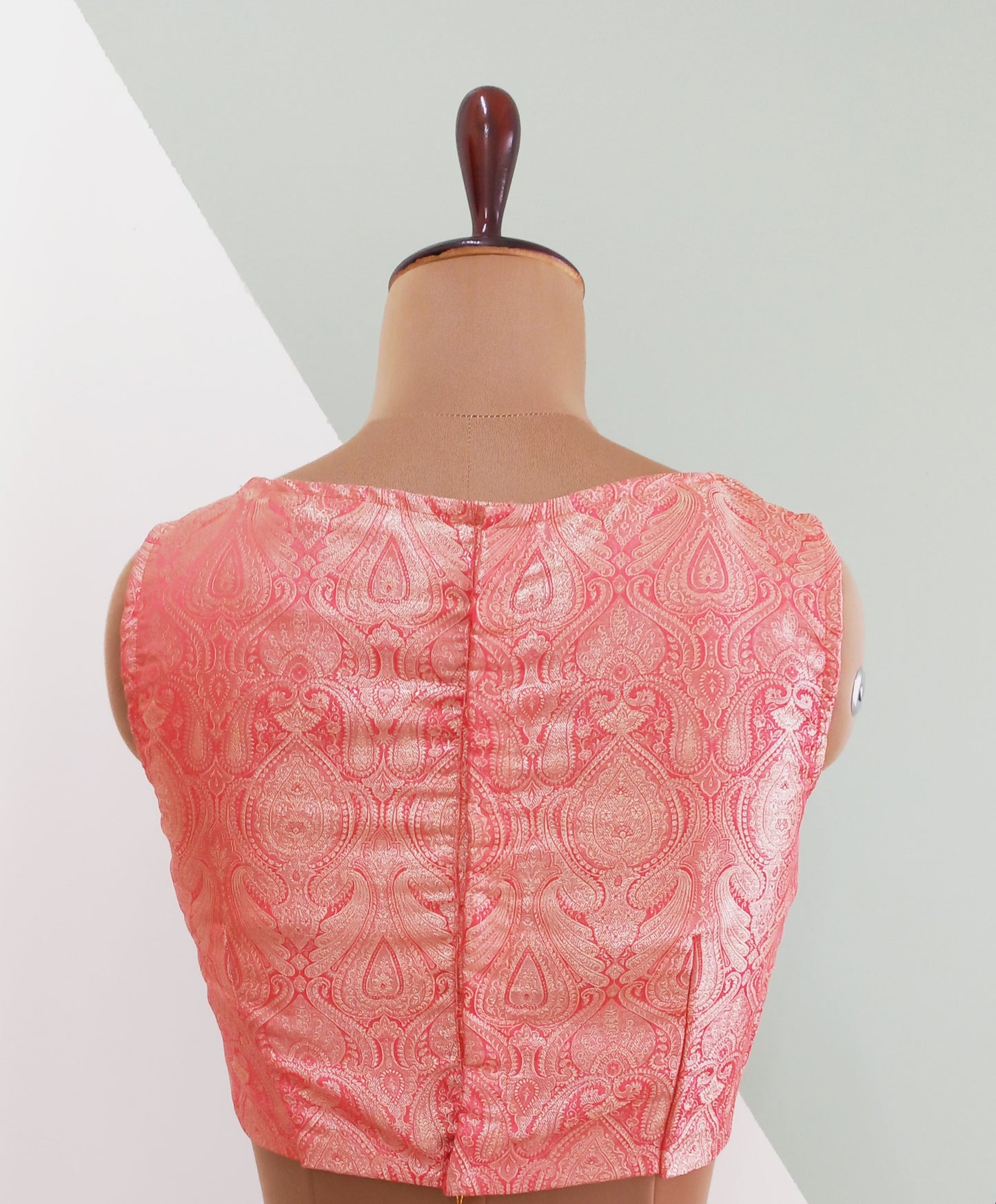 Brocade Peach Pink Blouse/ Crop Top