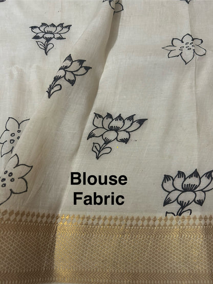 Black Pen Kalamkari Bangalore silk Saree