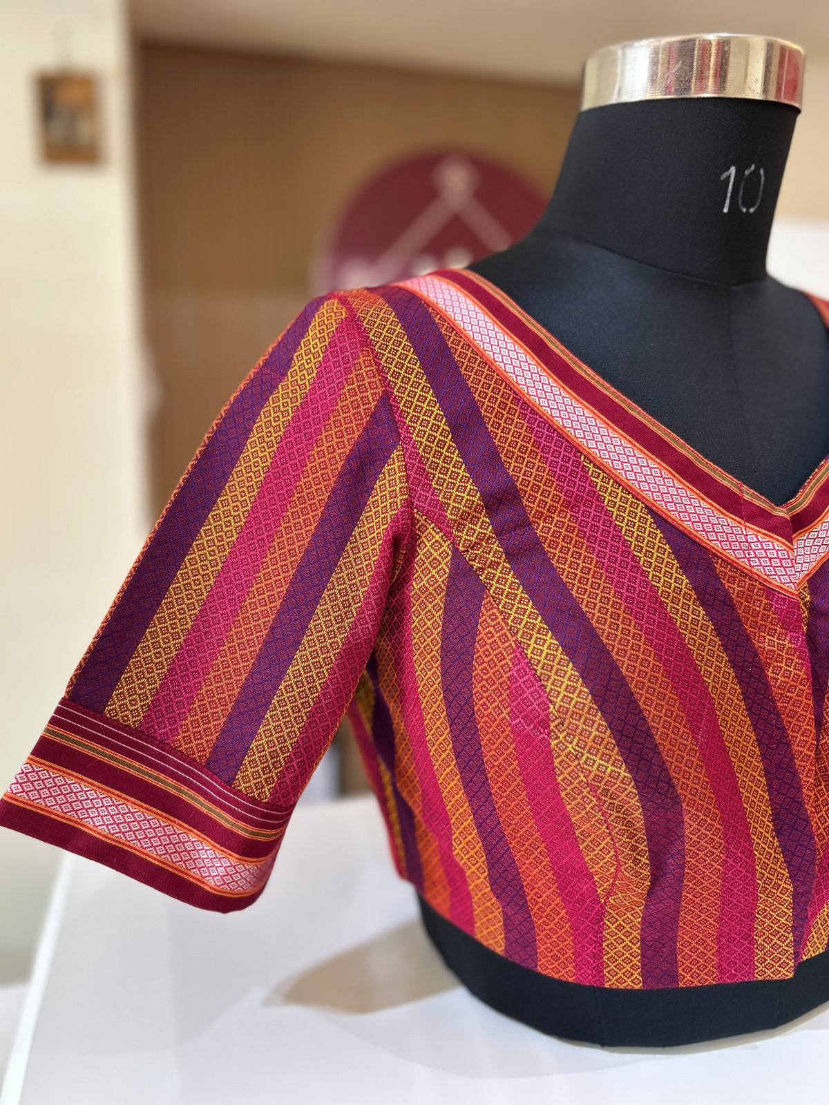 Multi color Stripes Ilkal Blouse