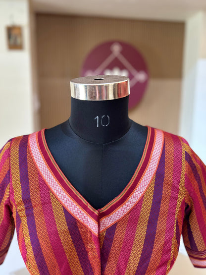 Multi color Stripes Ilkal Blouse