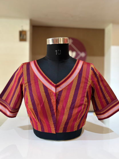 Multi color Stripes Ilkal Blouse