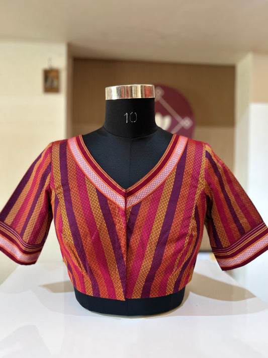 Multi color Stripes Ilkal Blouse