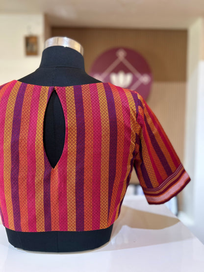 Multi color Stripes Ilkal Blouse